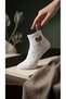 Women's Booties Socks 3-Pack 2 Black Butterfly Patterned 1 White Teddy Bear Patterned Cotton Sports Socks - 7