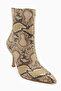 Corina Beige Snake Patterned Pointed Toe Women's Heeled Boots - 2