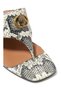 Elegant Snakeskin Patterned T-Bar Heeled Shoes - 4
