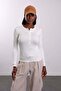 Ecru Snap Fastener Long Sleeve T-Shirt 2680 - 4