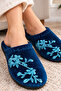 Softly Lined Women's Slippers with Embroidery Motifs, Closed Flat Sole, Stylish Model