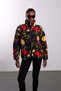 Navy Blue Patterned Fleece Jacket 23221 - 5