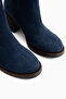 Tania Navy Blue Suede Buckle Detailed Heeled Women's Boots - 4