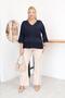 V-Neck Cotton Mercerized Sweater with Glitter Stone Detail - 2