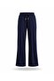 Navy Blue Elastic Waist Draped Trousers 17095