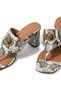 Elegant Snakeskin Patterned T-Bar Heeled Shoes - 5