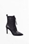 Black Lace-Up Heeled Boots 26030