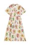Colorful Starlight Print Midi Dress, Short Sleeve, Viscose Linen Blend