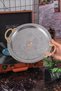 12 Pcs 25 cm Chrome Steel Coffee Tray – Decorative Serving Presentation Tray with Brass Handles and Embroidered Pattern - 6