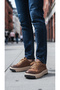 Genuine Nubuck Leather Flexible and Lightweight Design Camel Color Men's Comfort Casual Shoes - 8