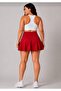 Red Mini Flared Skirt with Leggings Inside Plus Size - 3