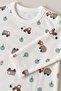 Truck Printed 100% Cotton Snap Fastener Baby Top and Bottom Set - 3