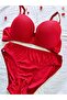 Jacquard Patterned Women's Bra Panty Set - Supported / Covered Bra Set, Set of 2 - 4