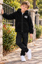 Ss Gi̇yi̇m Boys' Hooded Plush Coat – Zippered Teddy Fleece Winter Jacket Black - 2