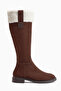 Marlena Brown Suede Fur Detailed Women's Boots
