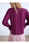 Alita City with a Difference, Lcw Vision Plum Plain V-Neck Long Sleeve Women's Blouse - 4