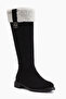 Marlena Black Suede Fur Detailed Women's Boots - 2