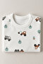 Truck Printed 100% Cotton Snap Fastener Baby Top and Bottom Set - 4