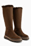 Edna Brown Suede Fur Detailed Women's Boots - 7