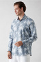 Long Sleeve Regular Fit Printed Cotton Linen Shirt