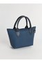 Navy Blue Leather Look Women's Shoulder Bag - 2