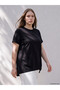 Two Mt Shop Quality Lcw Curve Black Combed Cotton Plain Comfortable & Relaxing Short Sleeve Women's T-Shirt