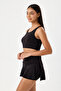 Women's Black Bustier Shorts Skirted Strap Swimsuit Set Lycra - 5