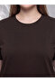 Two Mt Shop Quality Lcw Curve Brown Combed Cotton Plain Comfortable & Relaxing Short Sleeve Women's T-Shirt - 2