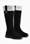 Marlena Black Suede Fur Detailed Women's Boots - 4