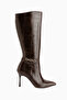 Patty Brown Croco Thin Heeled Women's Boots