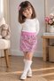 Girl's Sparkling Sequin Skirt Red Pink Salmon 2-8 Years - 3