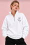 Minimal Line-Art Floral Pattern Printed 2-Piece Half-Zip Sweatshirt – Oversize Model - 4