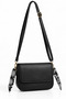 Women's Gold Chain and Scarf Detailed Snap Strap Adjustable Black Faux Leather Crossbody Small Shoulder and Hand Bag - 2