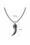 Blue Detailed Tooth Shape Men's Necklace – 60 cm Stylish Accessory with Albanian Chain - 3