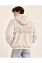 Private Text Appliqué Ecru Shiny Plush Quilted Lined Hooded Jacket - 3