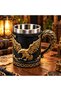 Decorative Mug with Eagle Figure, Gold Color, Embossed Stainless Steel Inner Chamber, Special Design