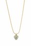 Stainless Steel Heart Figured Stone Detailed Yellow Color Chain Necklace for Women