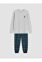 Embroidered Crew Neck Boys' Pajama Set (W6) - 3