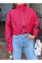 Square Patterned Zippered Seasonal Coat Jacket - 4