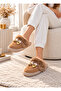 Luxurious Plush and Ribbon Detailed Warm Home Slippers Suede House Slippers Dowry Gift Slippers Stc1366 - 4