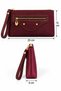 Women's Burgundy Double-Eye Lined Hand Strap Shiny Surface Portfolio Bag - 5