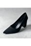 Black Suede Thick Heeled Stylish Stiletto - 2