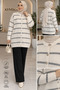 Women's Stripe Detailed Hijab Buttoned Soft Cardigan - 2