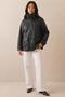 Agli̇mmer Women's Long Oversize Zippered Pocketed Black Leather Jacket - 3