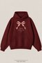 Women's Kinder Version of Me Printed Daily Use Comfortable Burgundy 3 Thread Combed Cotton Hooded Sweatshirt