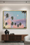 Tropical Moon Nature Wall Art | Portrait Framed Canvas Print | Luxury Modern Botanical Decor for Living Room
