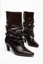 Dima Pointed Toe Brown Patent Leather Women's Boots with Bellows and Thin Heels - 2