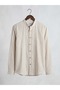 Men's Regular Fit Comfortable Cut Long Sleeve Stand Collar 100% Cotton Shirt - 4