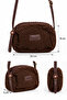 Women's Brown Leather Strap Adjustable Strap Pocketless Lined Zippered Crossbody Small Plush Bag - 4