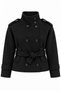 Women's Cashmere Lined Stand Collar Epaulet Lined Coat with Tied Pockets